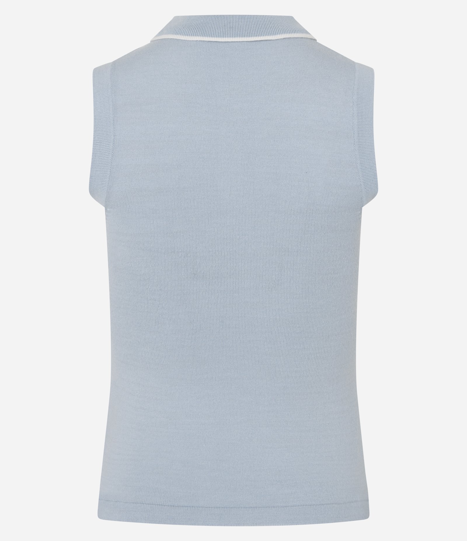 Blusa em Tricô com Gola Polo e Detalhe Contrastante Azul Bebê 6