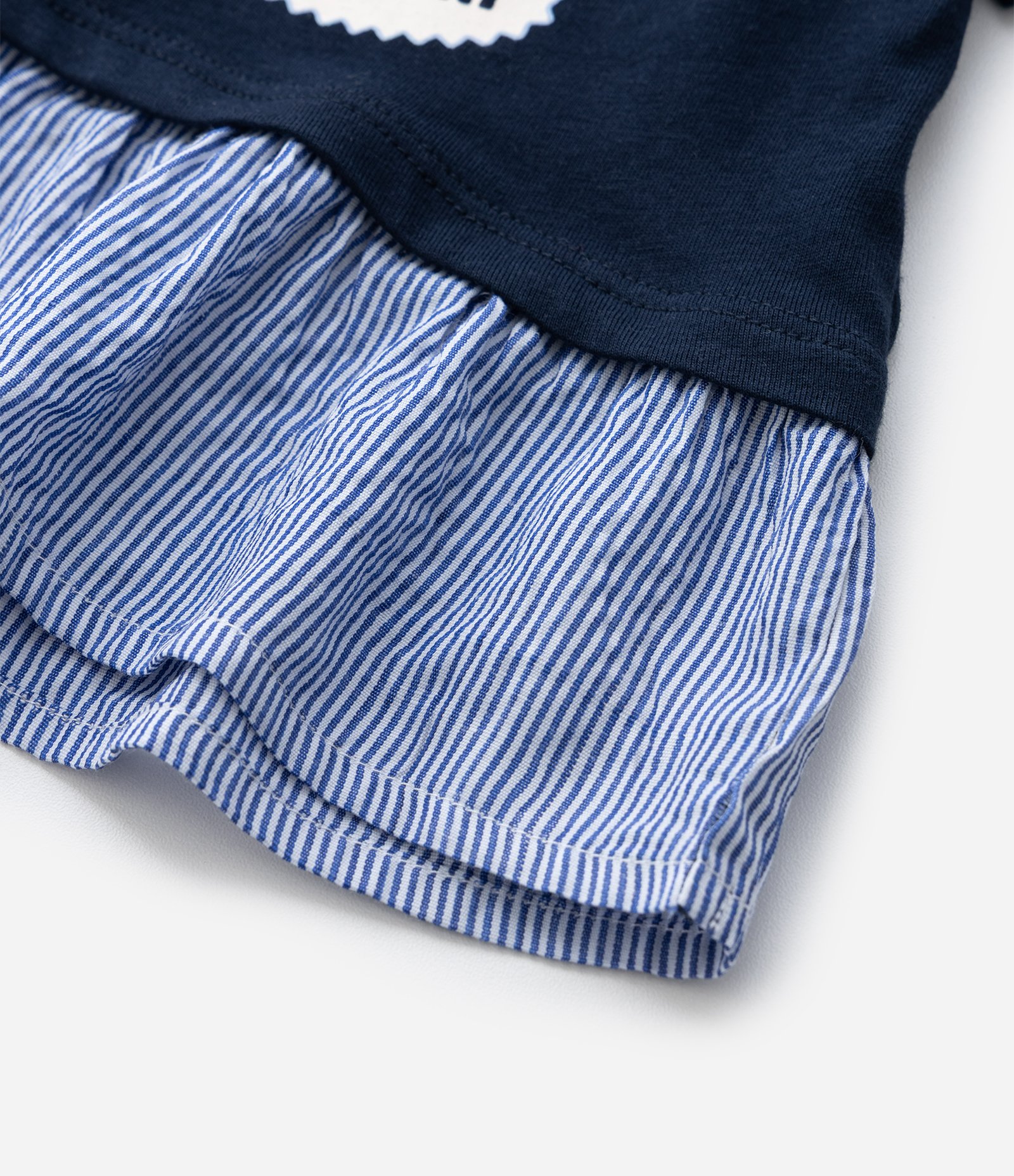 Camiseta Infantil com Estampa de Panquecas e Barra Listradinha - Tam 1 a 6 anos Azul 5