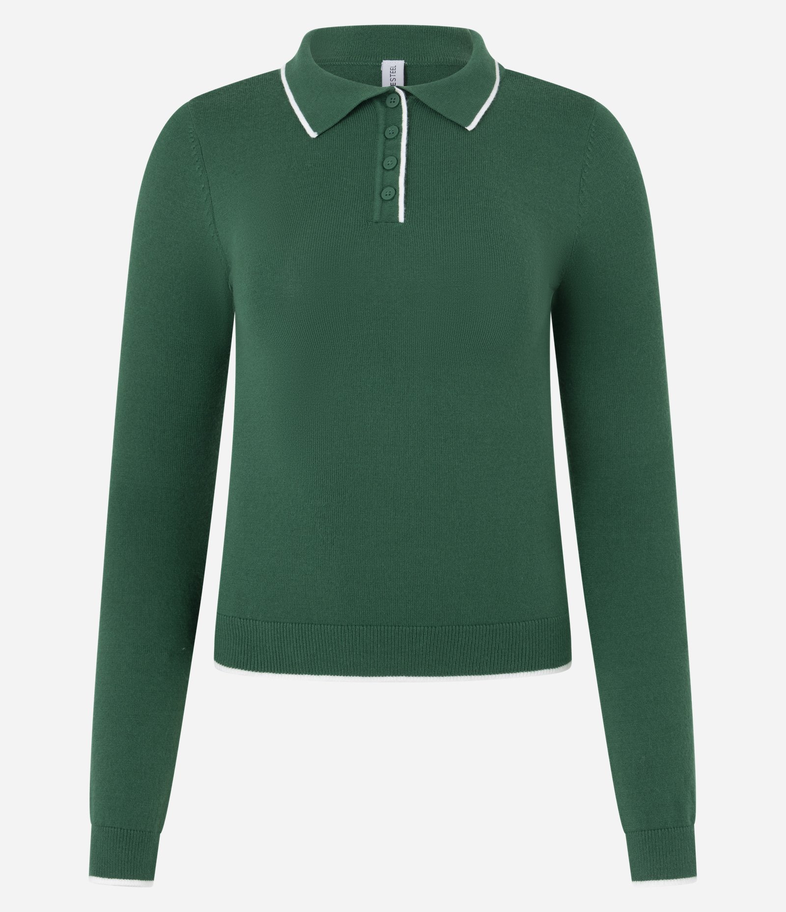 Blusa em Tricô com Gola Polo e Detalhe Contrastante Verde 2
