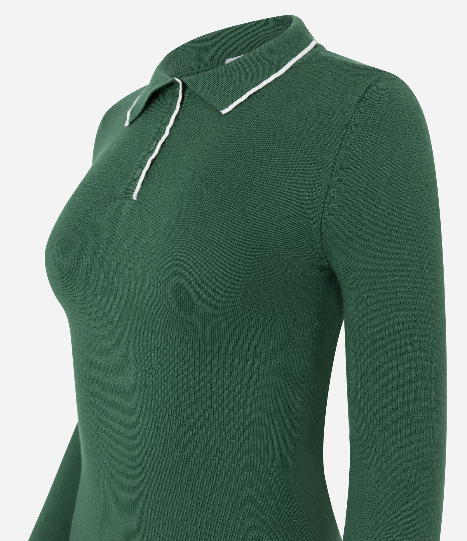 Blusa em Tricô com Gola Polo e Detalhe Contrastante Verde 3