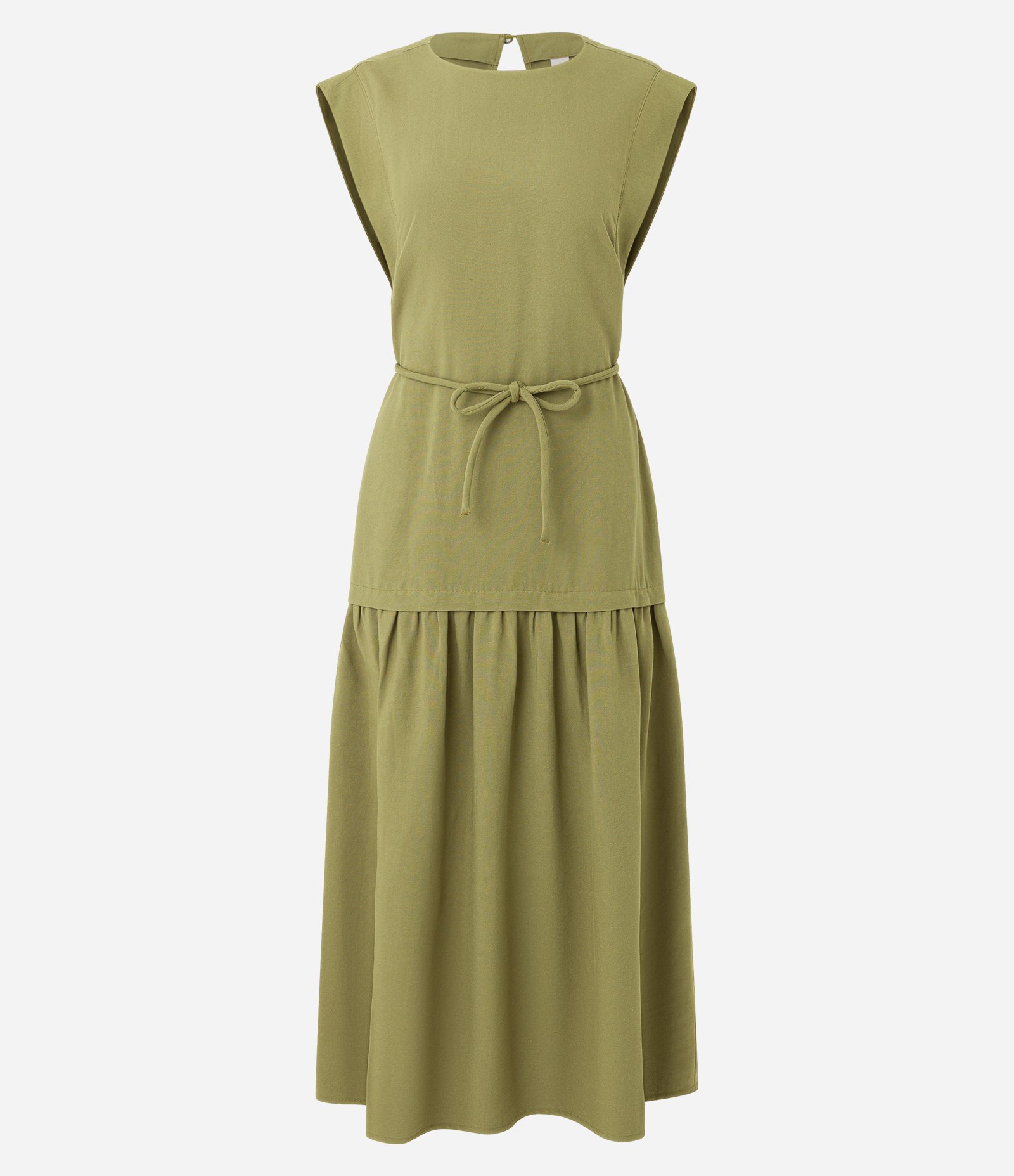 Vestido Evasê Midi em Viscolinho com Cinto Corda Verde Abacate 5