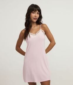 Camisola Alcinha em Ribana com Detalhe de Renda