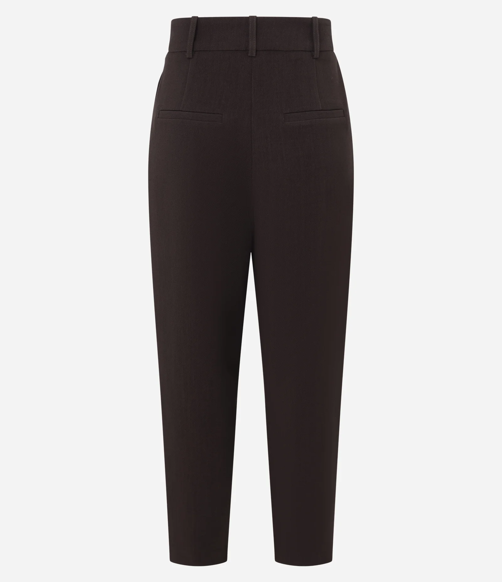 Calça Cenoura Alfaiatada em Crepe com Pregas Frontais Marrom 7