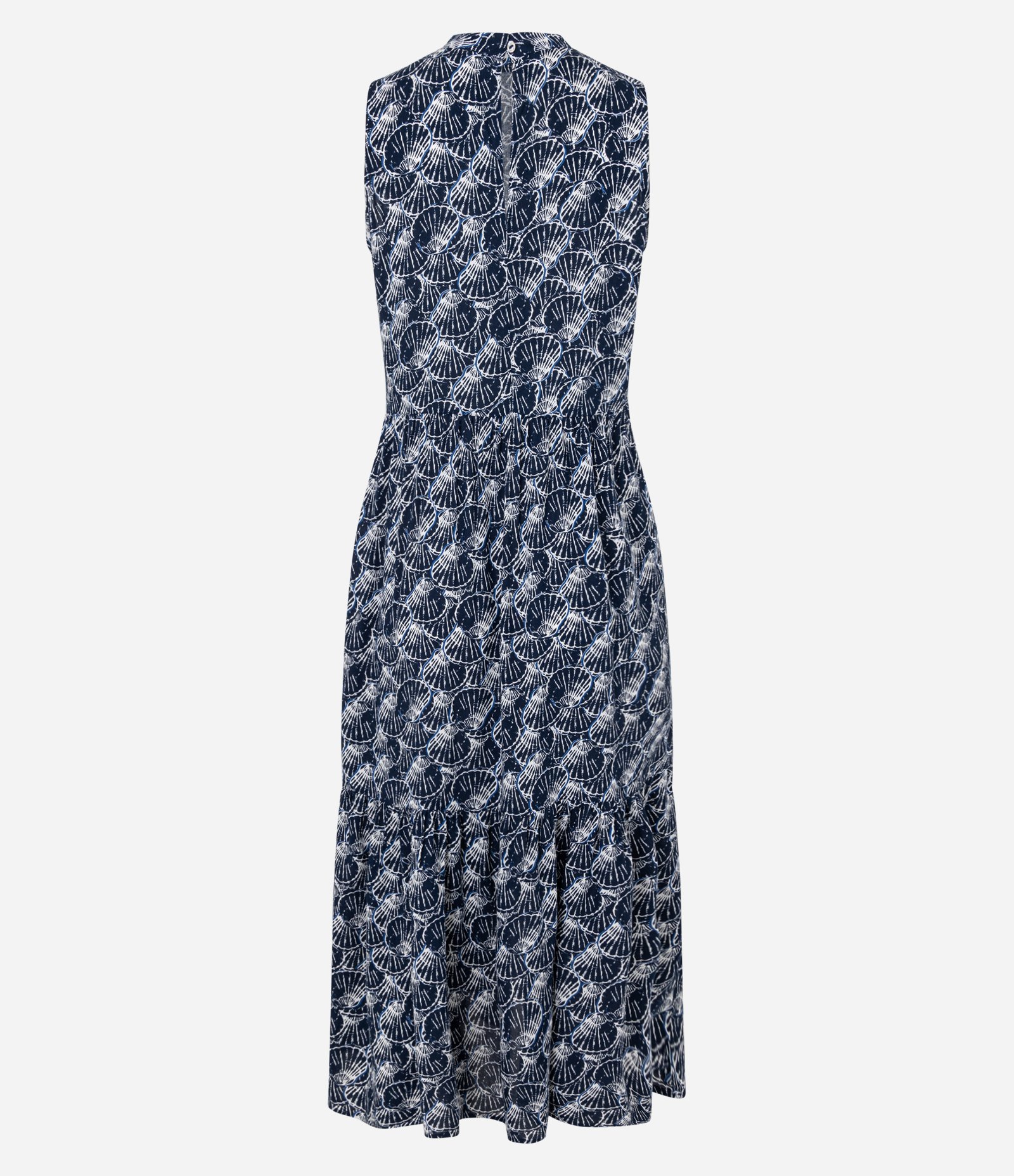 Vestido Evasê Longo em Viscose com Estampa Conchas Azul Marinho 2