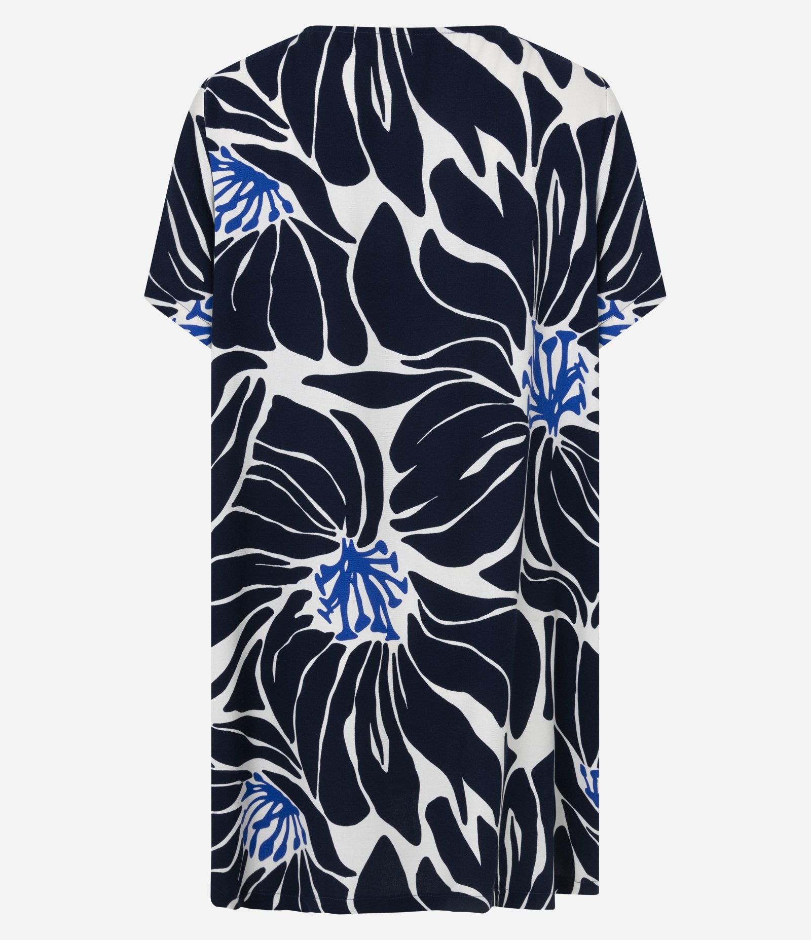 Vestido T-Shirt em Viscose com Estampa Folhagem Azul Escuro 3