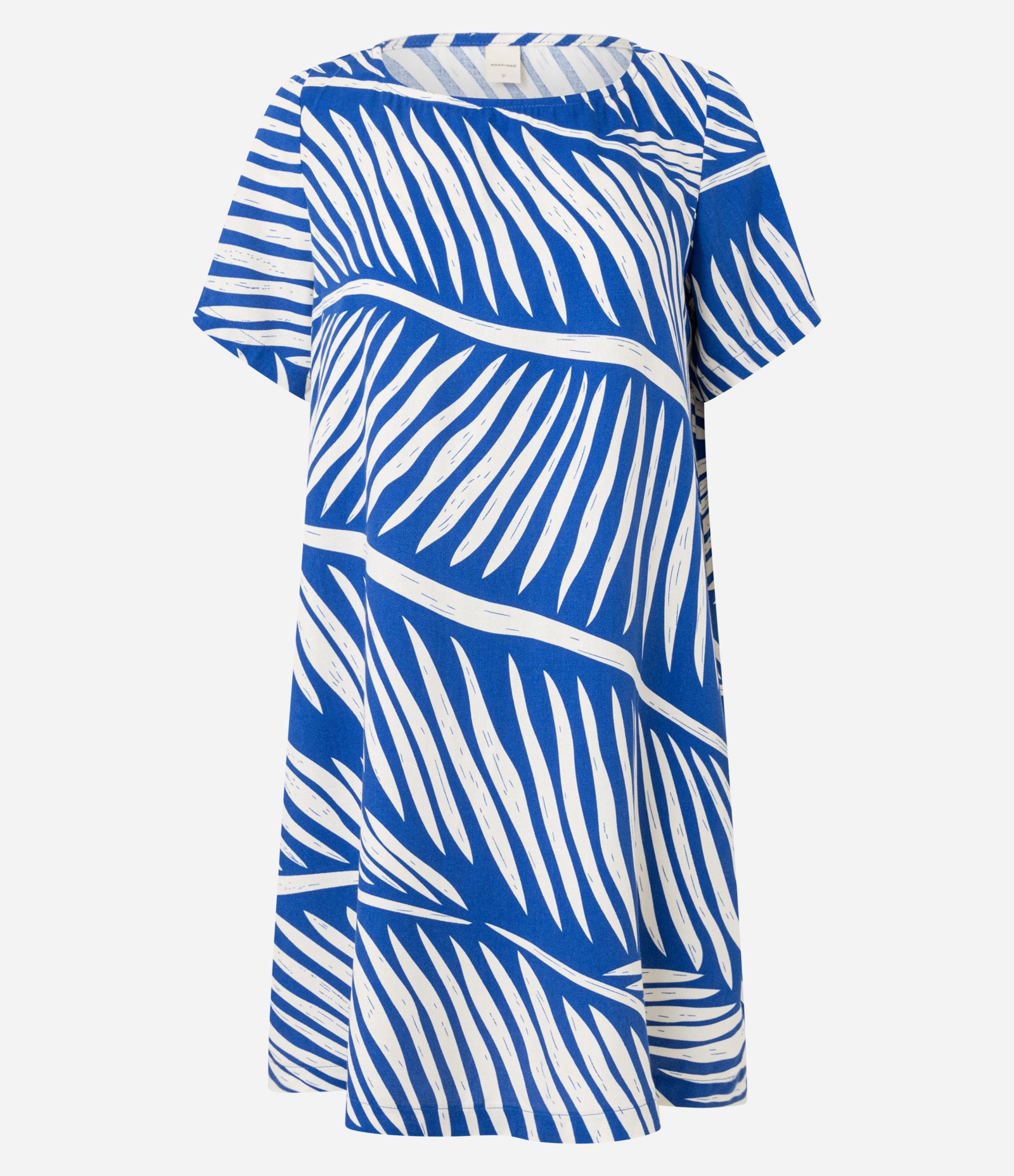 Vestido T-Shirt Plano em Viscose com Estampa de Folhagem Azul 5