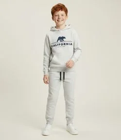 Casaco Infantil Em Moletom Com Capuz e Estampa California - Tam 5 A 14 Anos