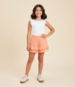 Saia Infantil Curta em Airflow com Babados - Tam 7 a 14 Anos