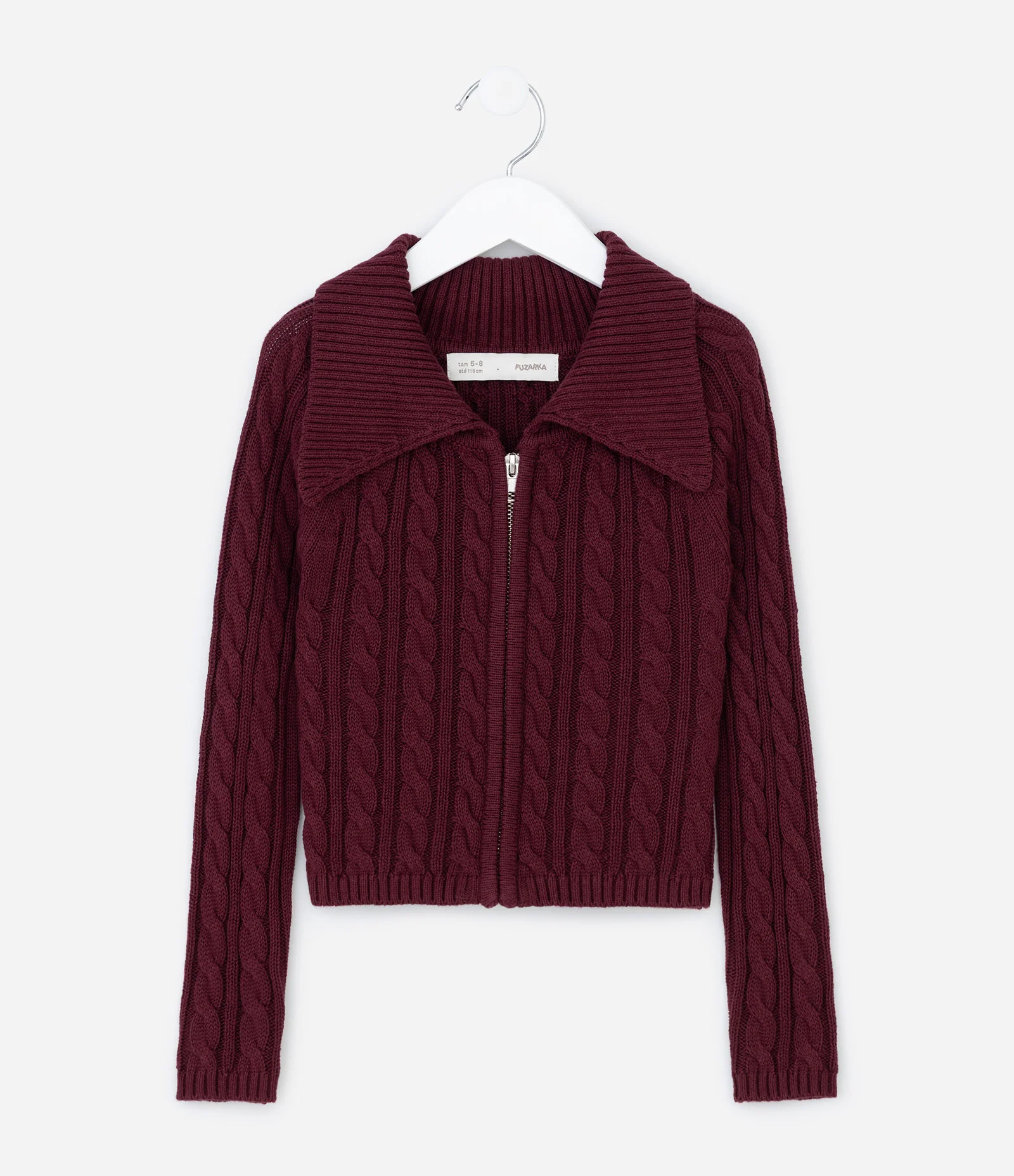Suéter Infantil em Efeito Tricô com Zíper – Tam 5 a 14 Anos Vinho 2