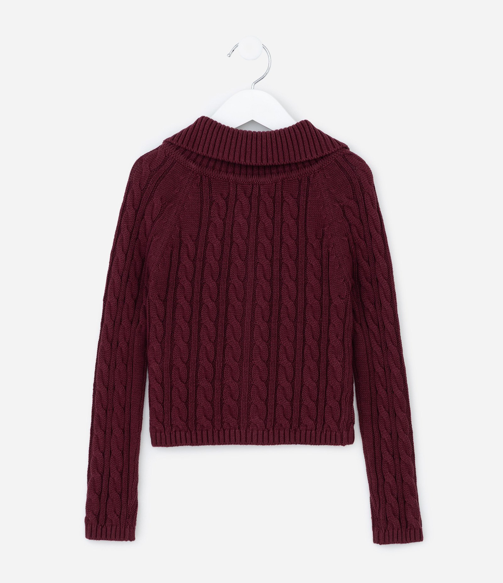 Suéter Infantil em Efeito Tricô com Zíper – Tam 5 a 14 Anos Vinho 3