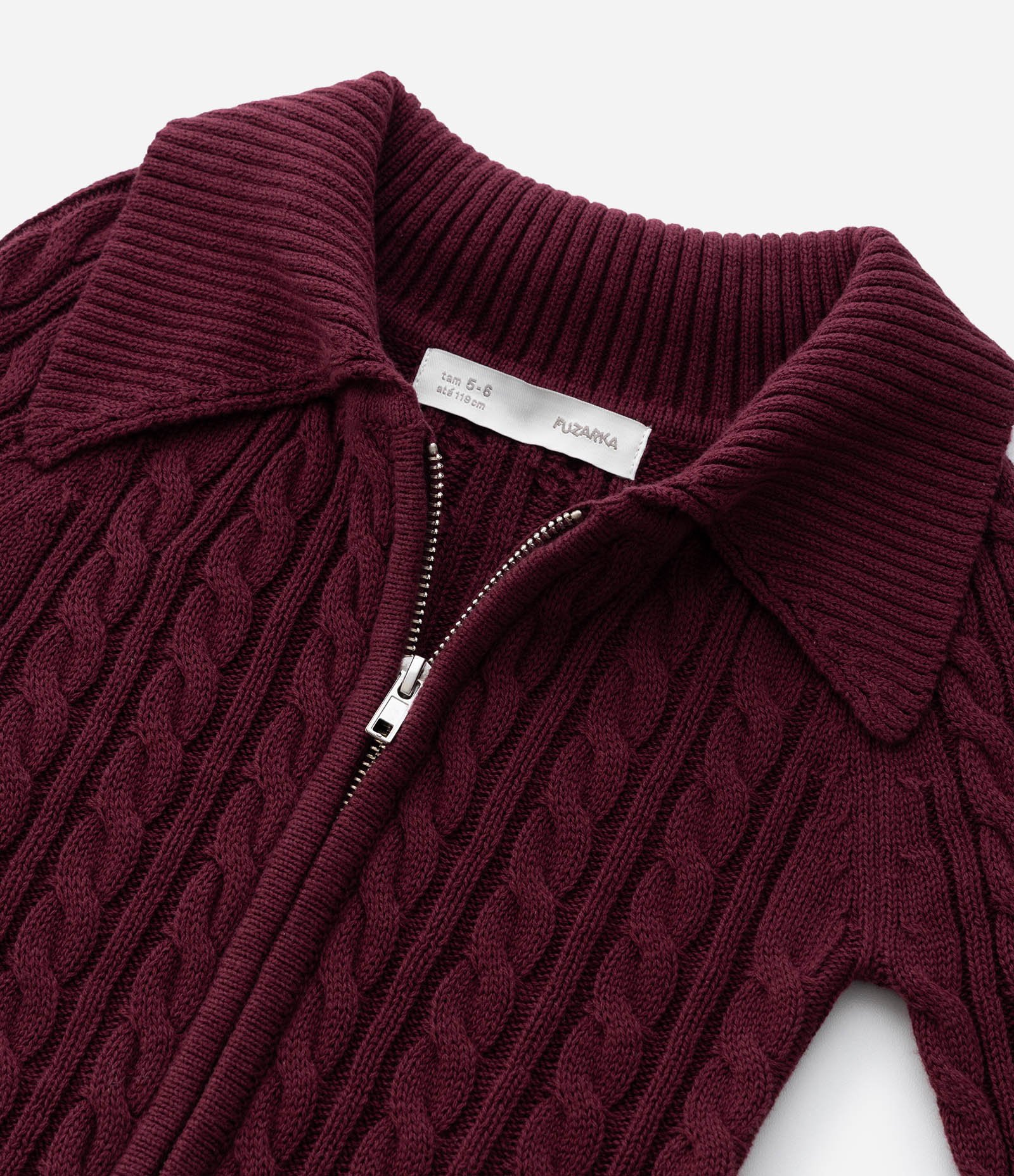Suéter Infantil em Efeito Tricô com Zíper – Tam 5 a 14 Anos Vinho 7