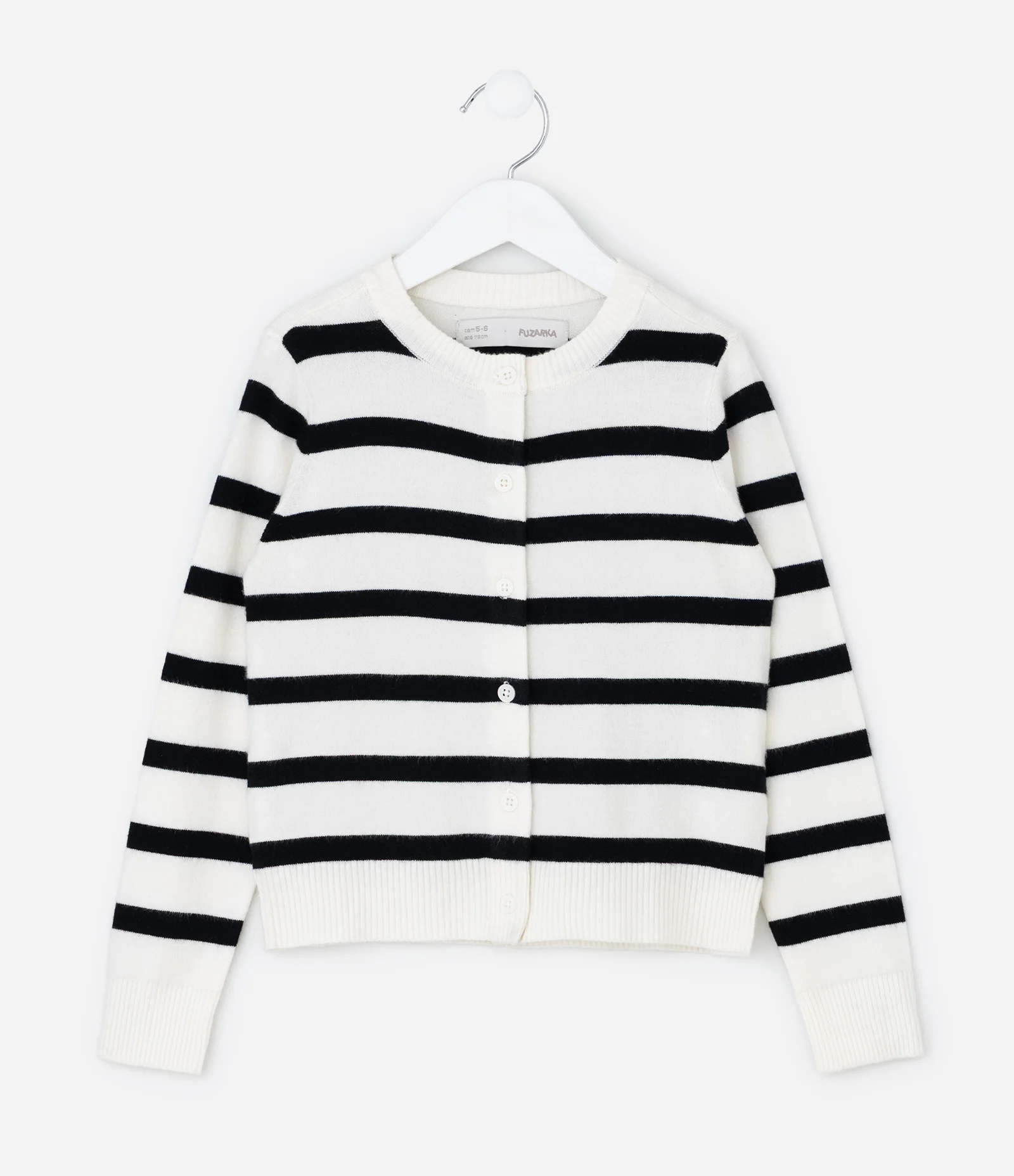 Cardigan Infantil em Tricô Listrado com Modelagem Ajustada – Tam 5 a 14 Anos Preto/Branco 2