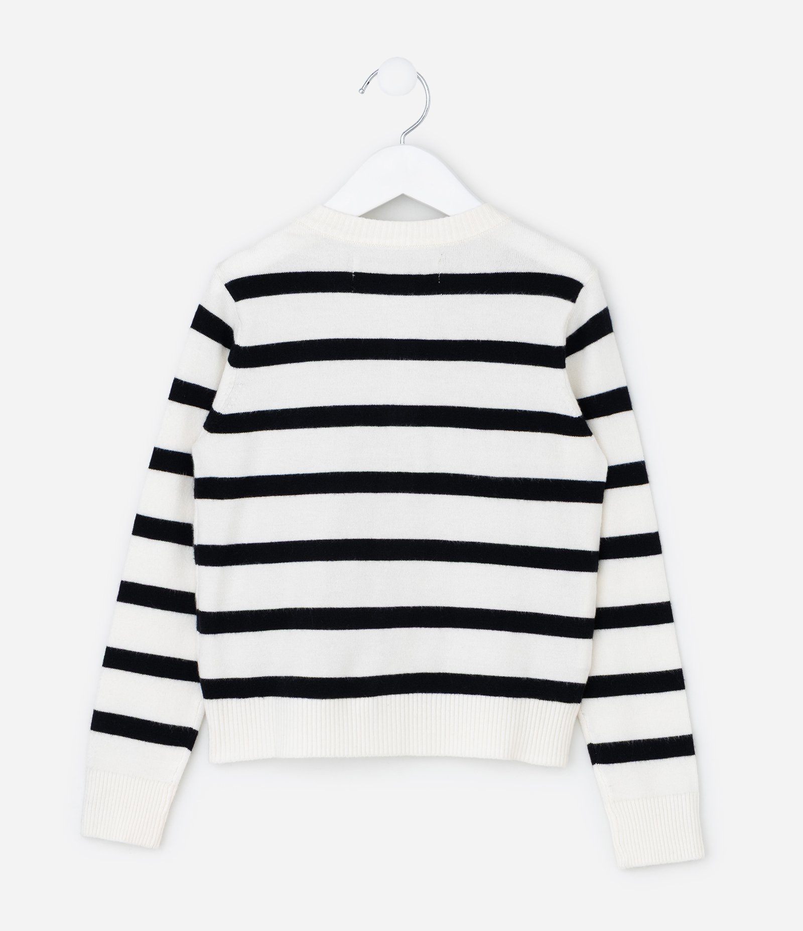 Cardigan Infantil em Tricô Listrado com Modelagem Ajustada – Tam 5 a 14 Anos Preto/Branco 3