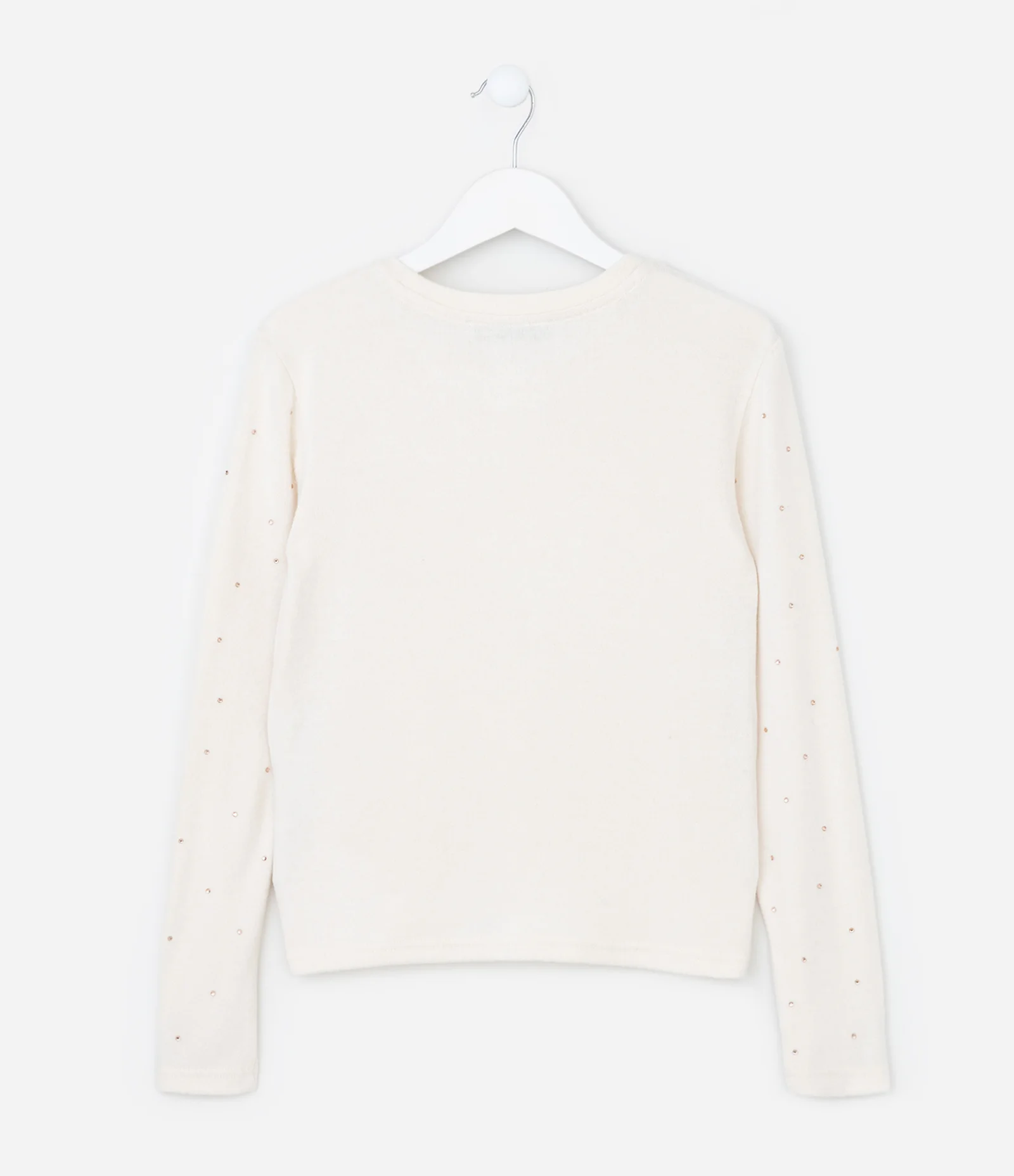 Casaco Infantil em Tricô com Aplicações Brilhantes – Tam 5 a 14 Anos Bege Claro 2