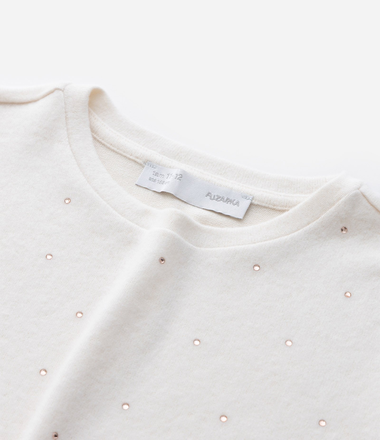 Casaco Infantil em Tricô com Aplicações Brilhantes – Tam 5 a 14 Anos Bege Claro 4