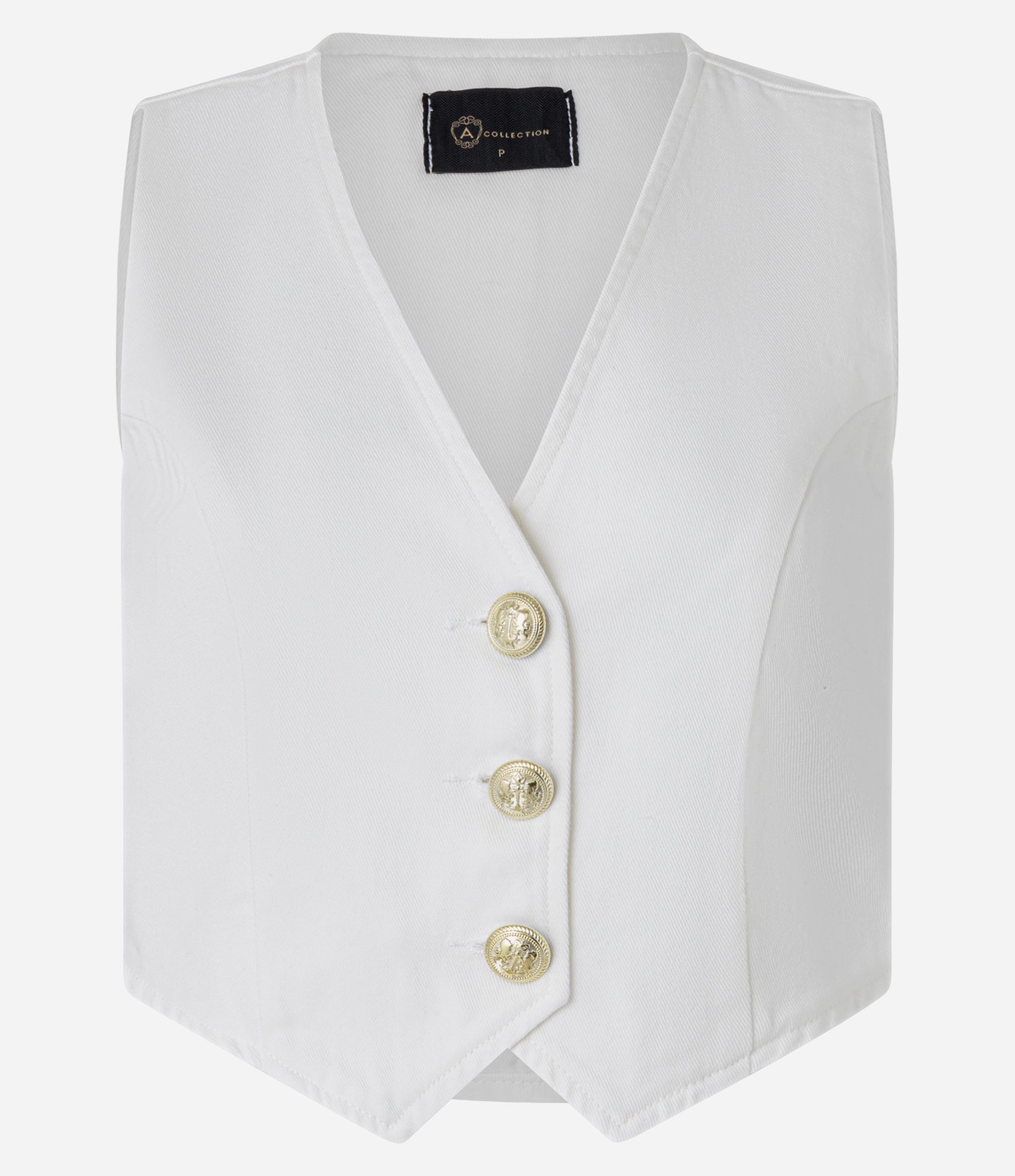 Colete em Sarja com Botões de Brasão e Pences Off White 5