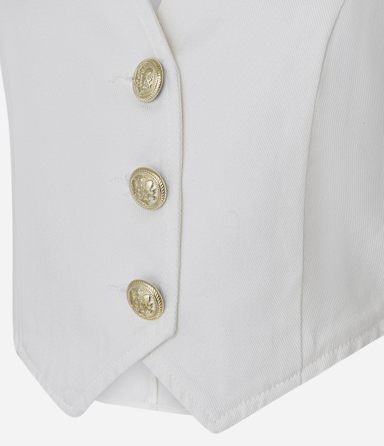 Colete em Sarja com Botões de Brasão e Pences Off White 6
