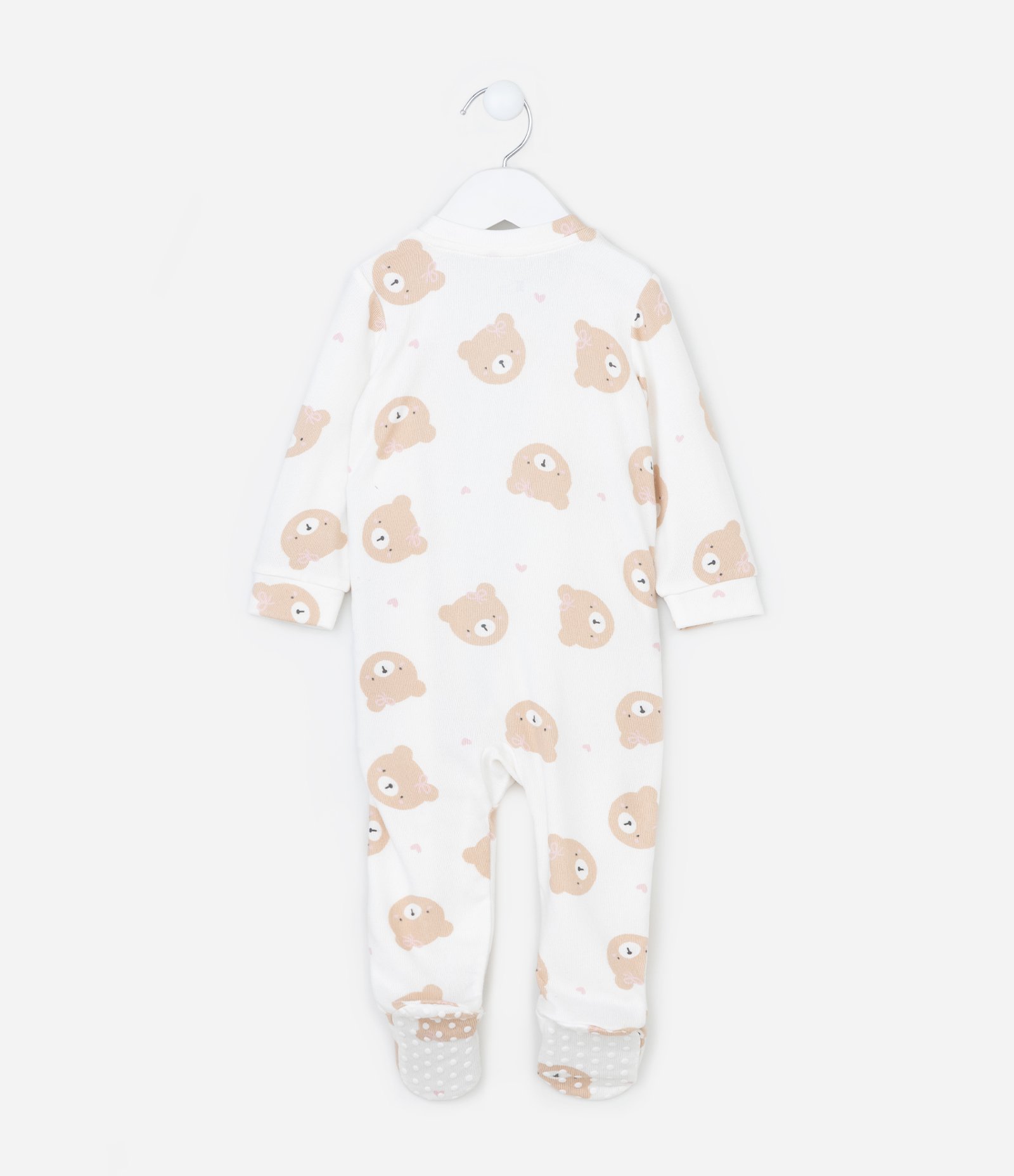 Macacão Infantil em Peach Touch com Estampa de Ursinha - Tam RN a 18 meses Branco 4