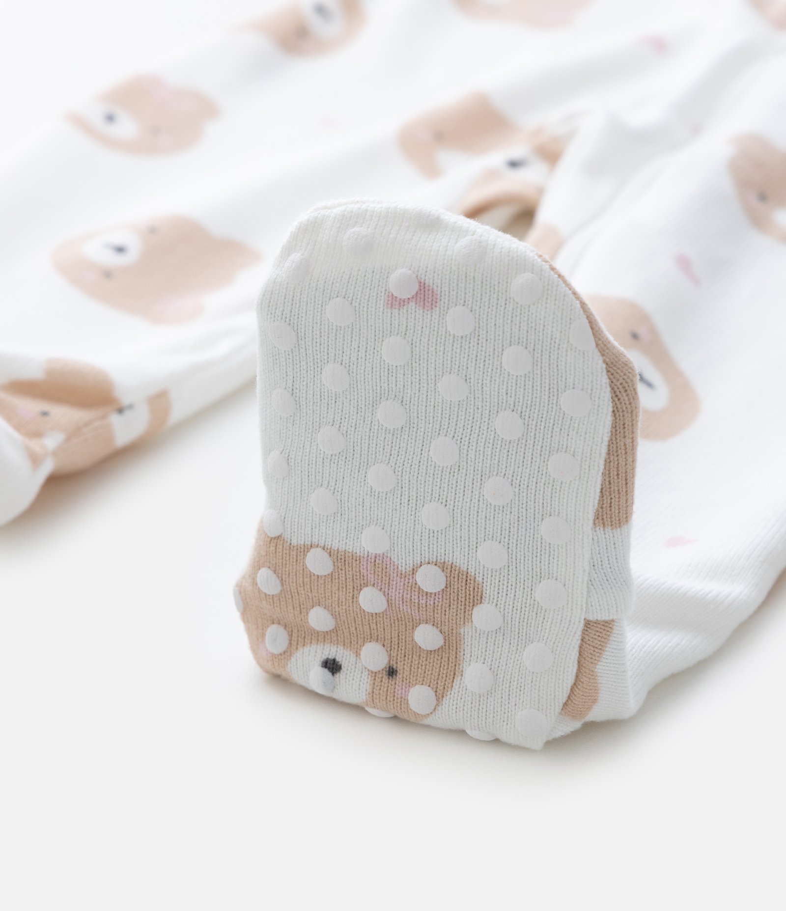 Macacão Infantil em Peach Touch com Estampa de Ursinha - Tam RN a 18 meses Branco 6