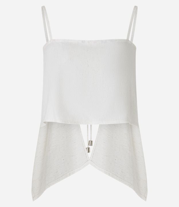 Saída de Praia Blusa Cropped em Viscolinho com Detalhe Estampado