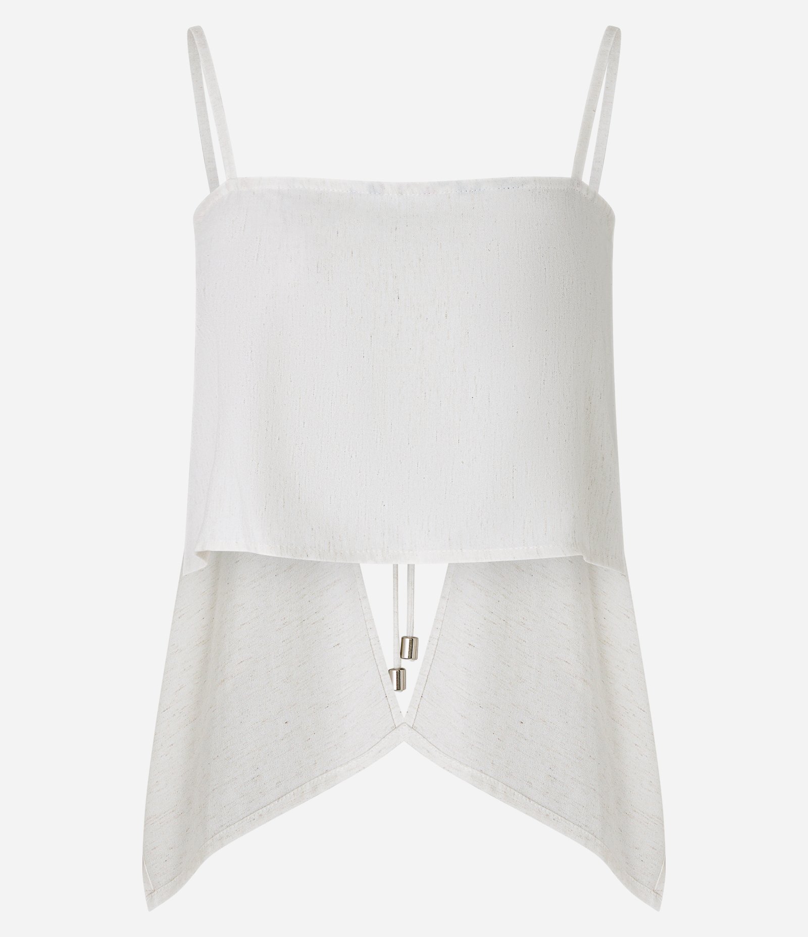 Saída de Praia Blusa Cropped em Viscolinho com Detalhe Estampado Branco 1