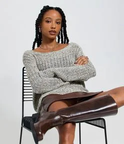 Blusa em Tricô Retilíneo com Textura Furadinha