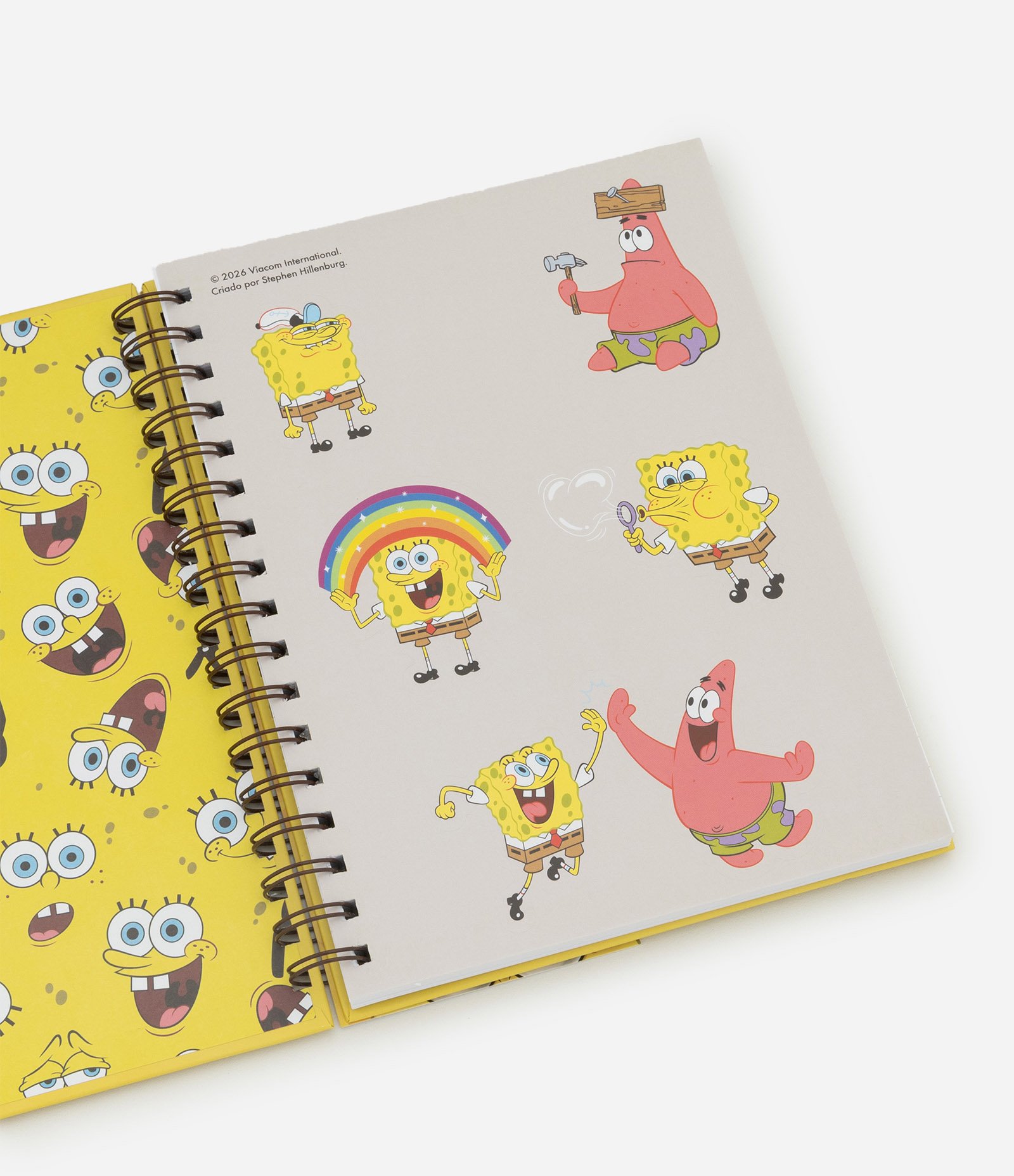 Caderno em Papel com Elástico e Estampa Bob Esponja Amarelo 4