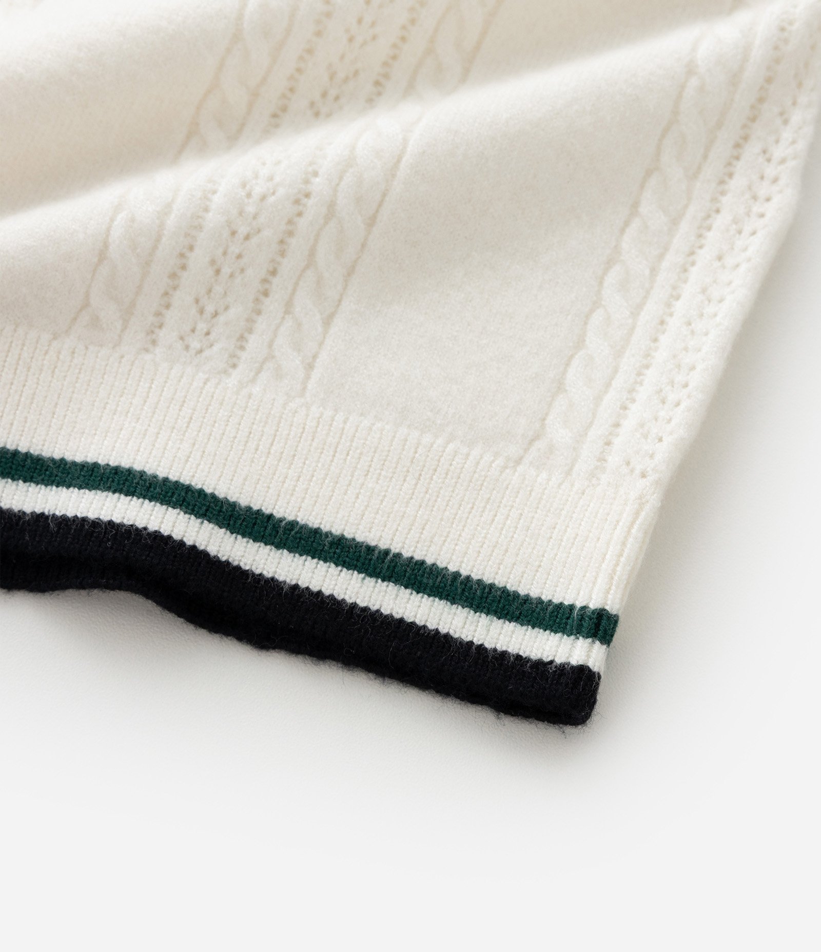 Blusa Infantil em Efeito Tricô com Gola Polo e Listras Contrastantes – Tam 5 a 14 Anos Off White 5