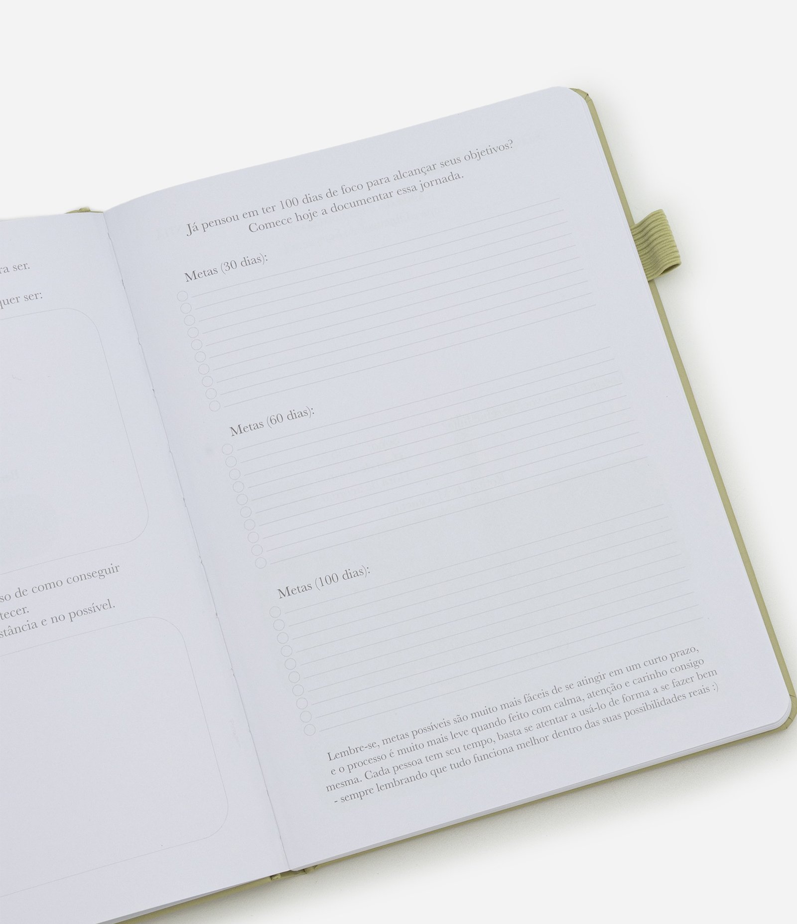 Planner Wellness "100 Dias De Bem-Estar" Capa Dura Com Elástico Verde 4