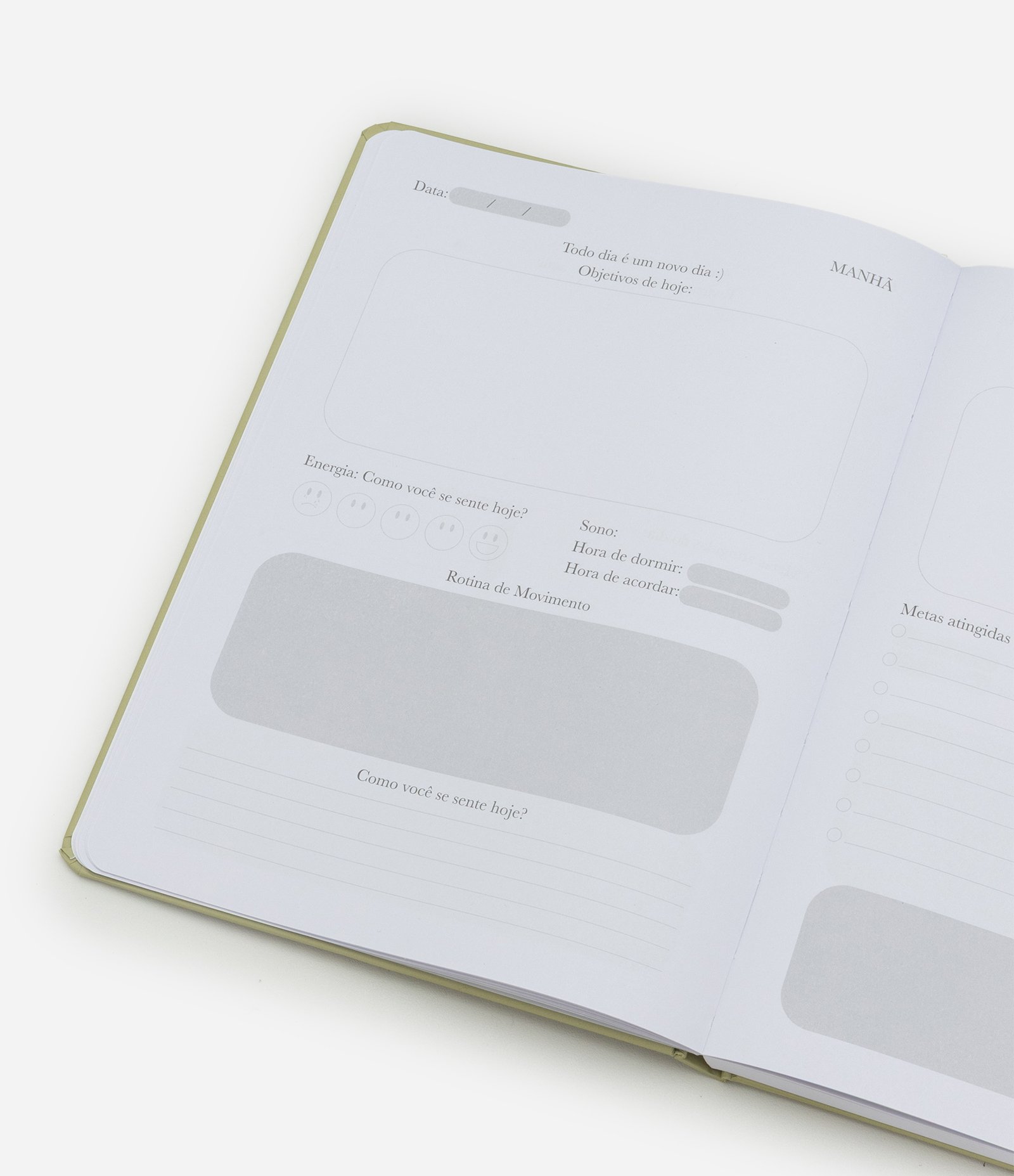 Planner Wellness "100 Dias De Bem-Estar" Capa Dura Com Elástico Verde 5