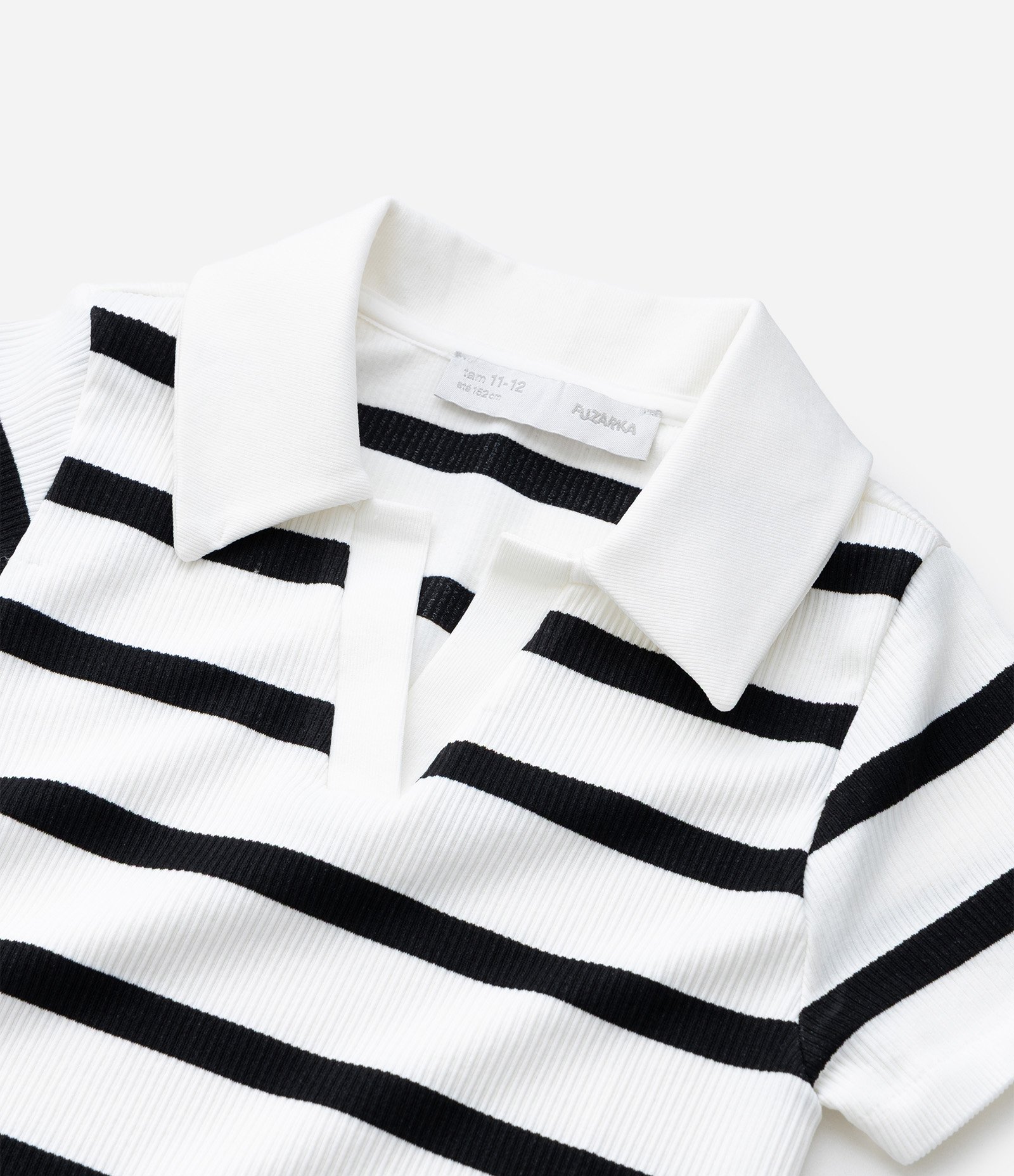 Blusa Infantil Seamless Listrada com Gola Polo - Tam 5 A 14 Anos Preto/Branco 4