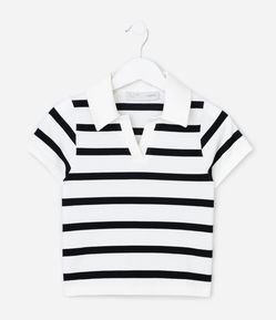 Blusa Infantil Seamless Listrada com Gola Polo - Tam 5 A 14 Anos