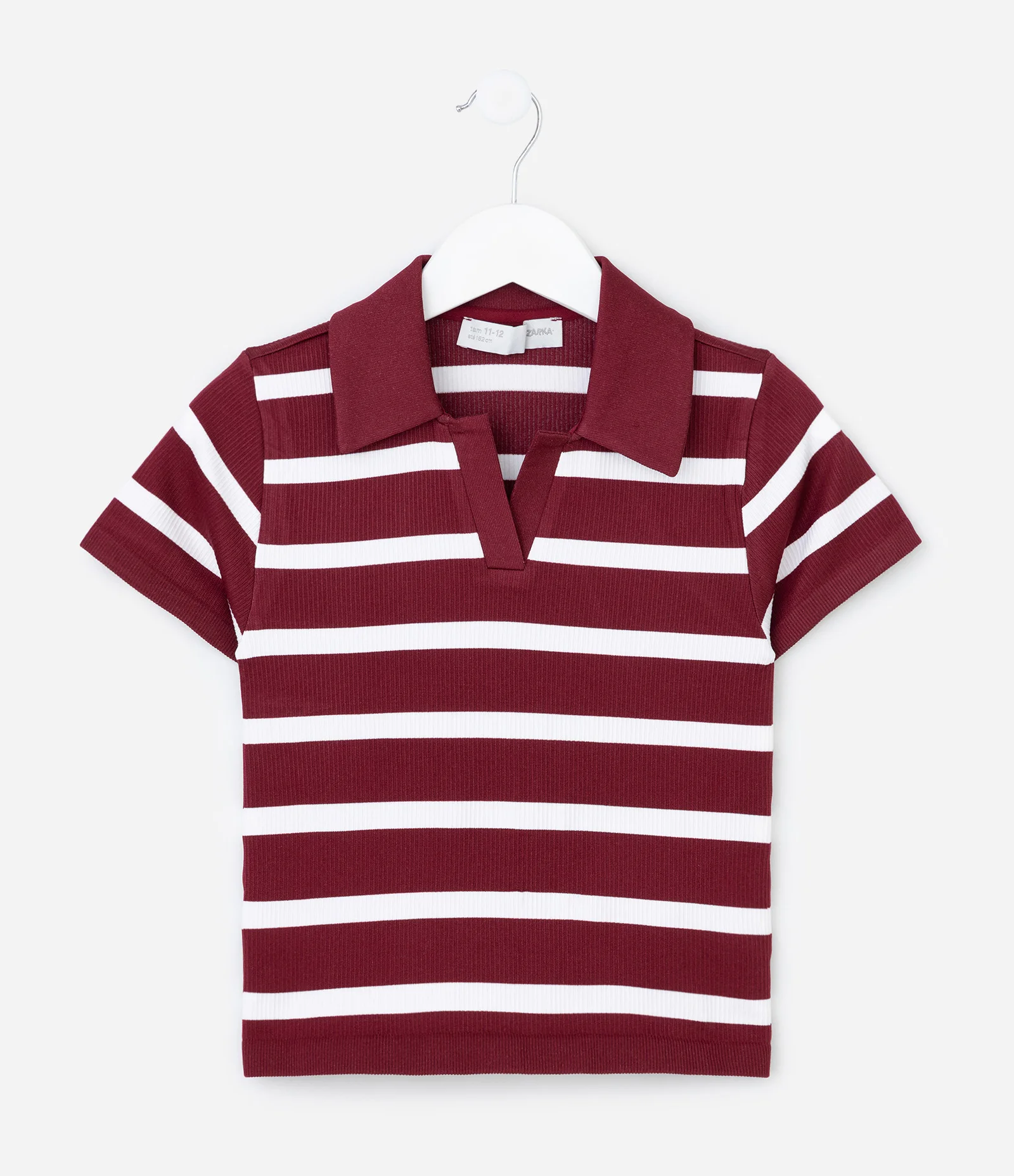 Camisa Infantil Seamless com Listras e Gola Polo - Tam 5 A 14 Anos Vermelho 1
