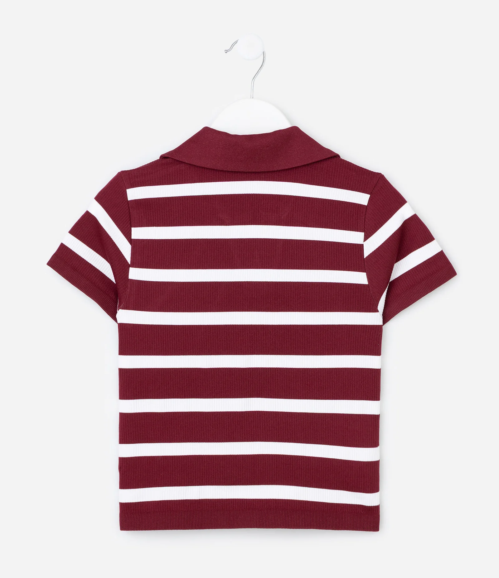 Camisa Infantil Seamless com Listras e Gola Polo - Tam 5 A 14 Anos Vermelho 2