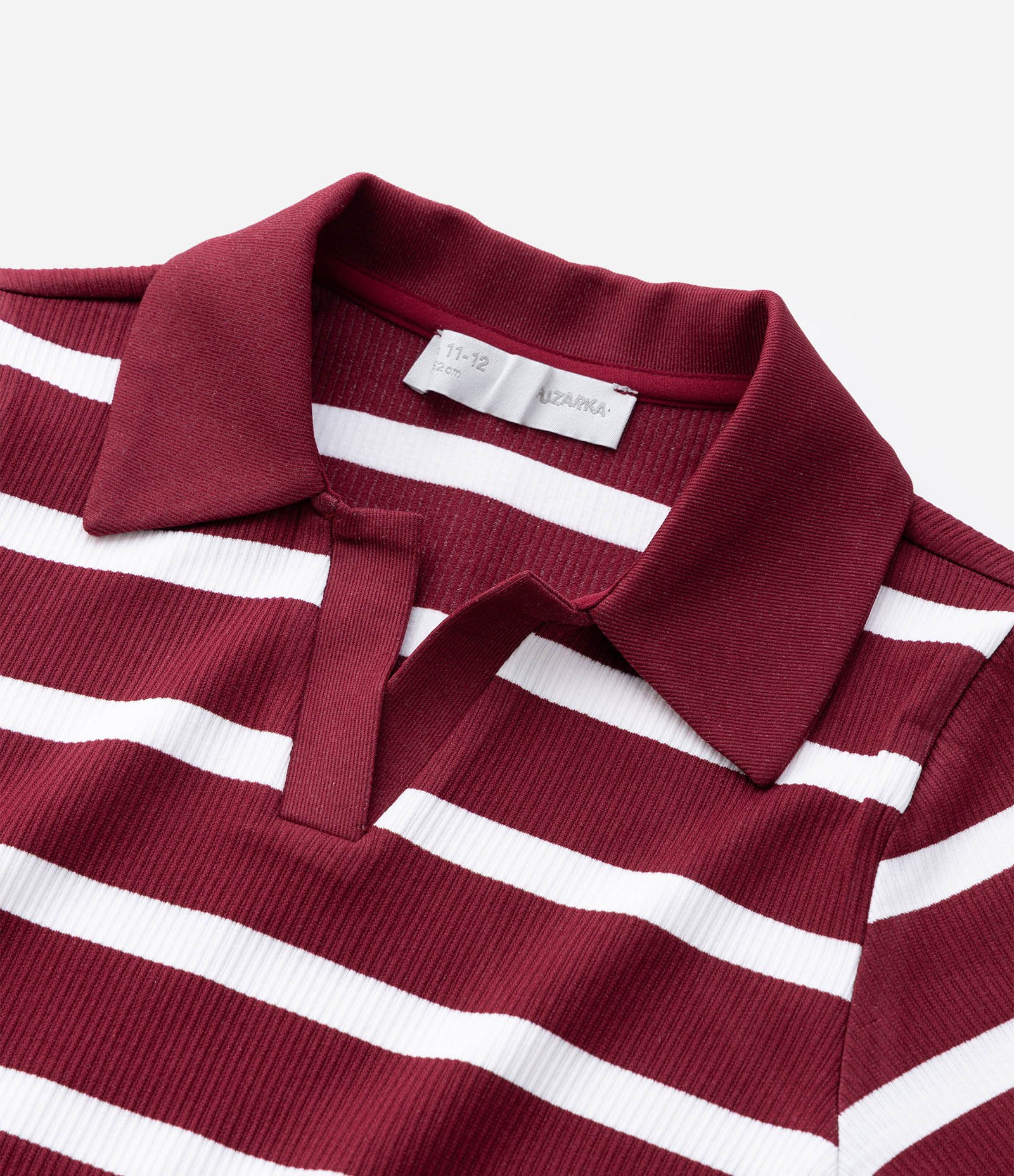 Camisa Infantil Seamless com Listras e Gola Polo - Tam 5 A 14 Anos Vermelho 6