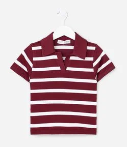 Camisa Infantil Seamless com Listras e Gola Polo - Tam 5 A 14 Anos