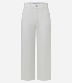 Calça Reta Cropped em Sarja com Passantes no Cós