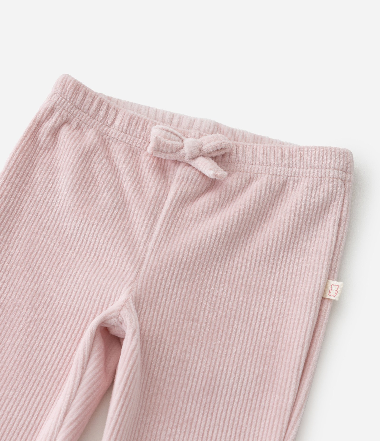Calça Infantil em Veludo Cotelê com Lacinho e Barra Picot - Tam RN a 18 Meses Rosa 6
