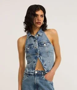 Blusa em Jeans Frente Única
