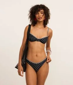 Biquíni Calcinha Asa Delta em Microfibra Poá Empina Bumbum