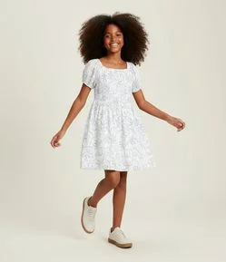 Vestido Infantil em Viscose com Manga Bufante – Tam 5 a 14 Anos