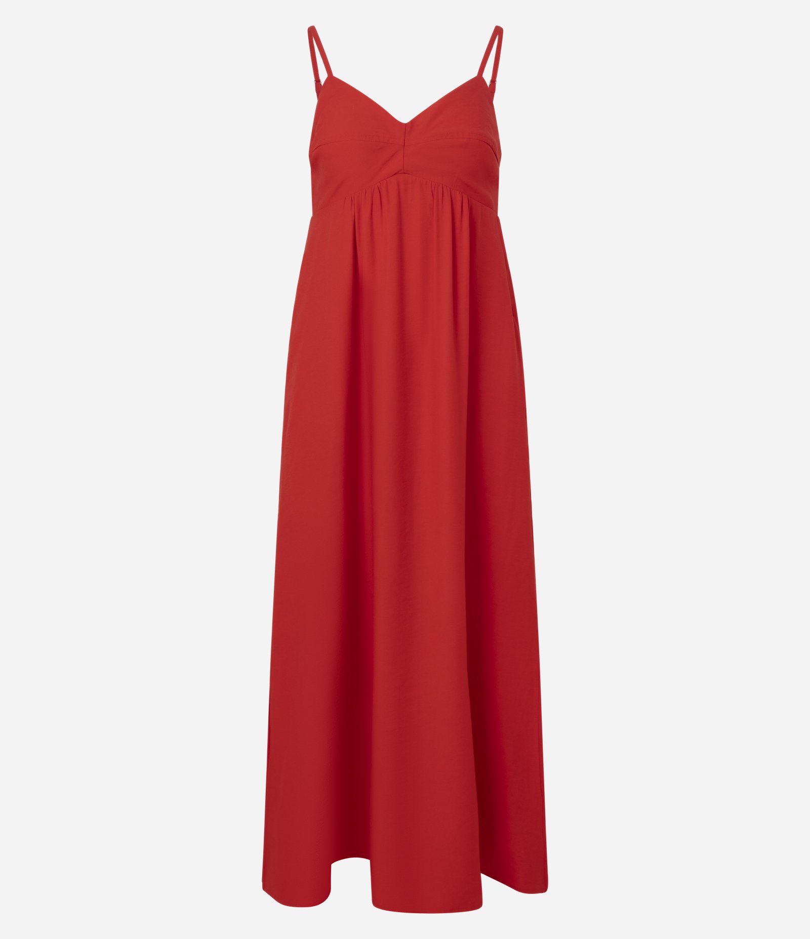 Vestido Evasê Longo em Crepe com Recorte no Busto Vermelho 5