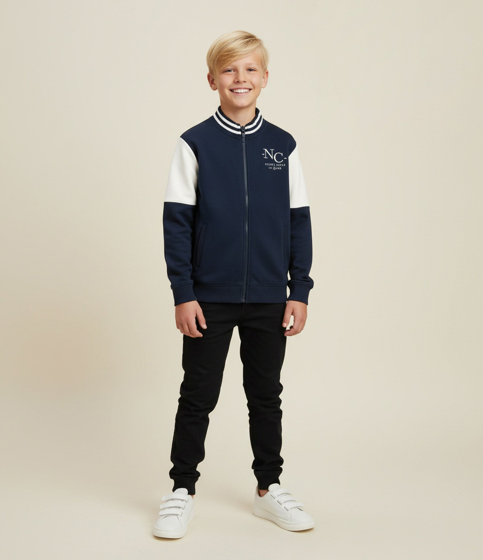 Casaco Infantil em Helanca com Bordado Nautic Club – Tam 5 a 14 Anos Azul Marinho 1