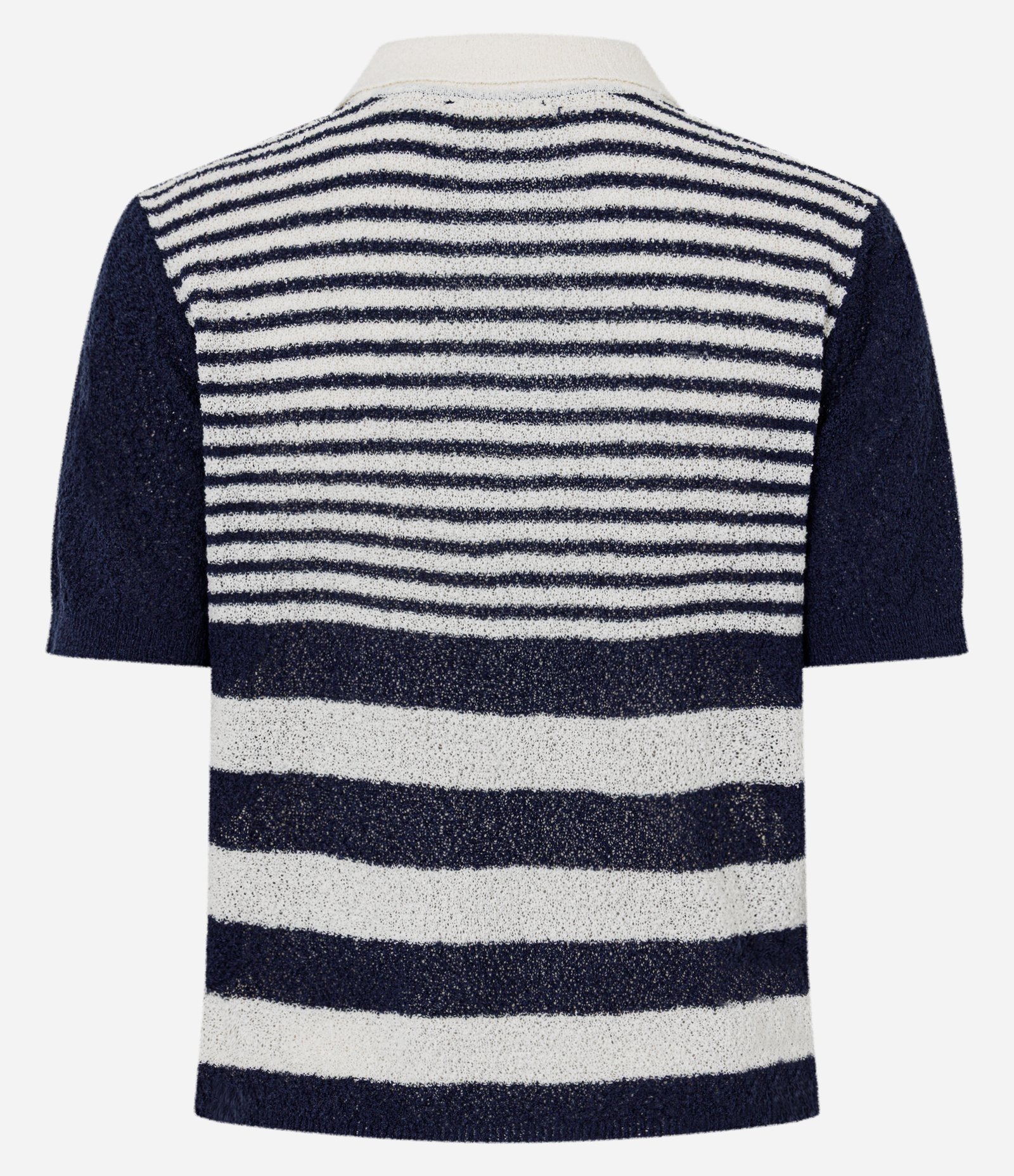 Blusa em Tricô com Manga Curta e Estampa Listrada Azul/Branco 7
