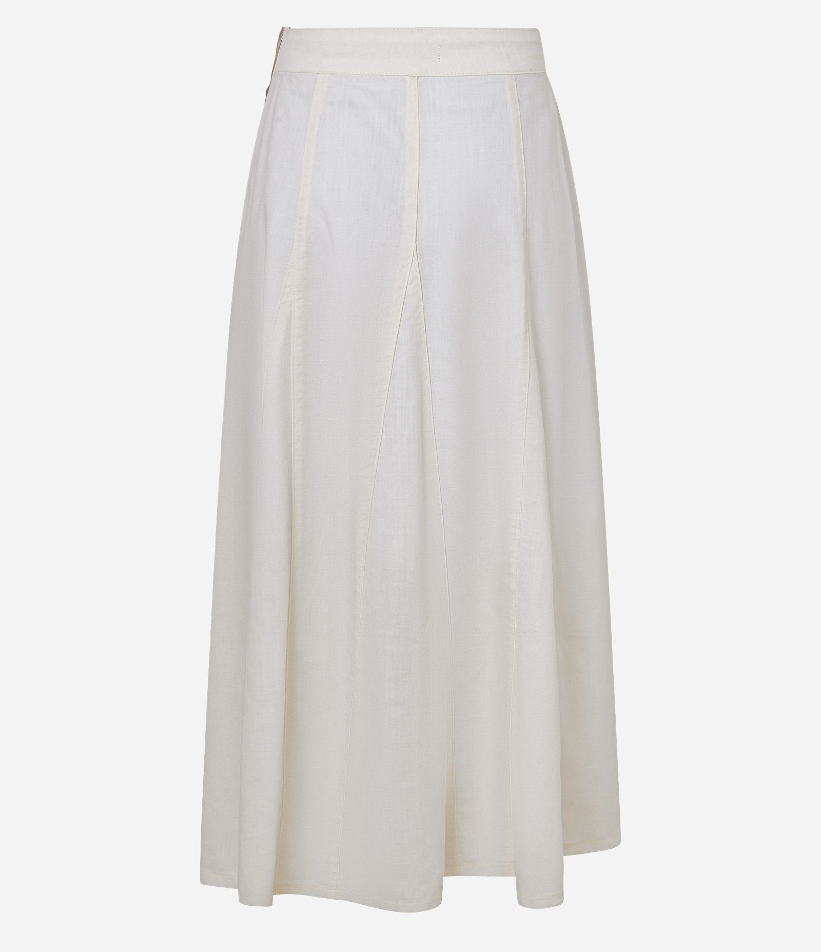 Saia Evasê Midi em Sarja com Recortes e Nesgas Off White 7