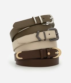 Kit 03 Cintos Médios em Floater com Fivelas e Metais em Light Gold