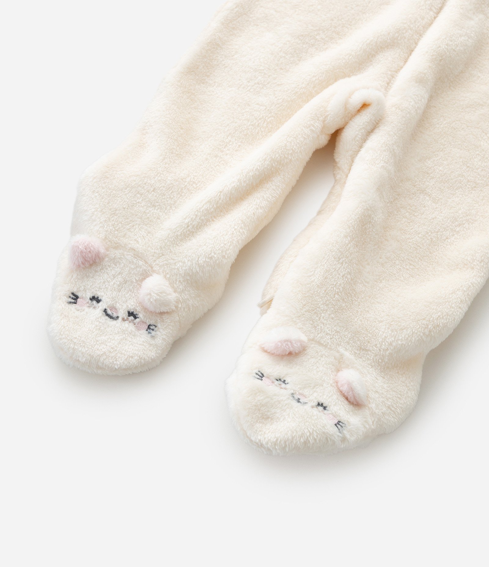 Macacão Infantil com Capuz Bordado de Gatinha – Tam 0 a 18 Meses Off White 12