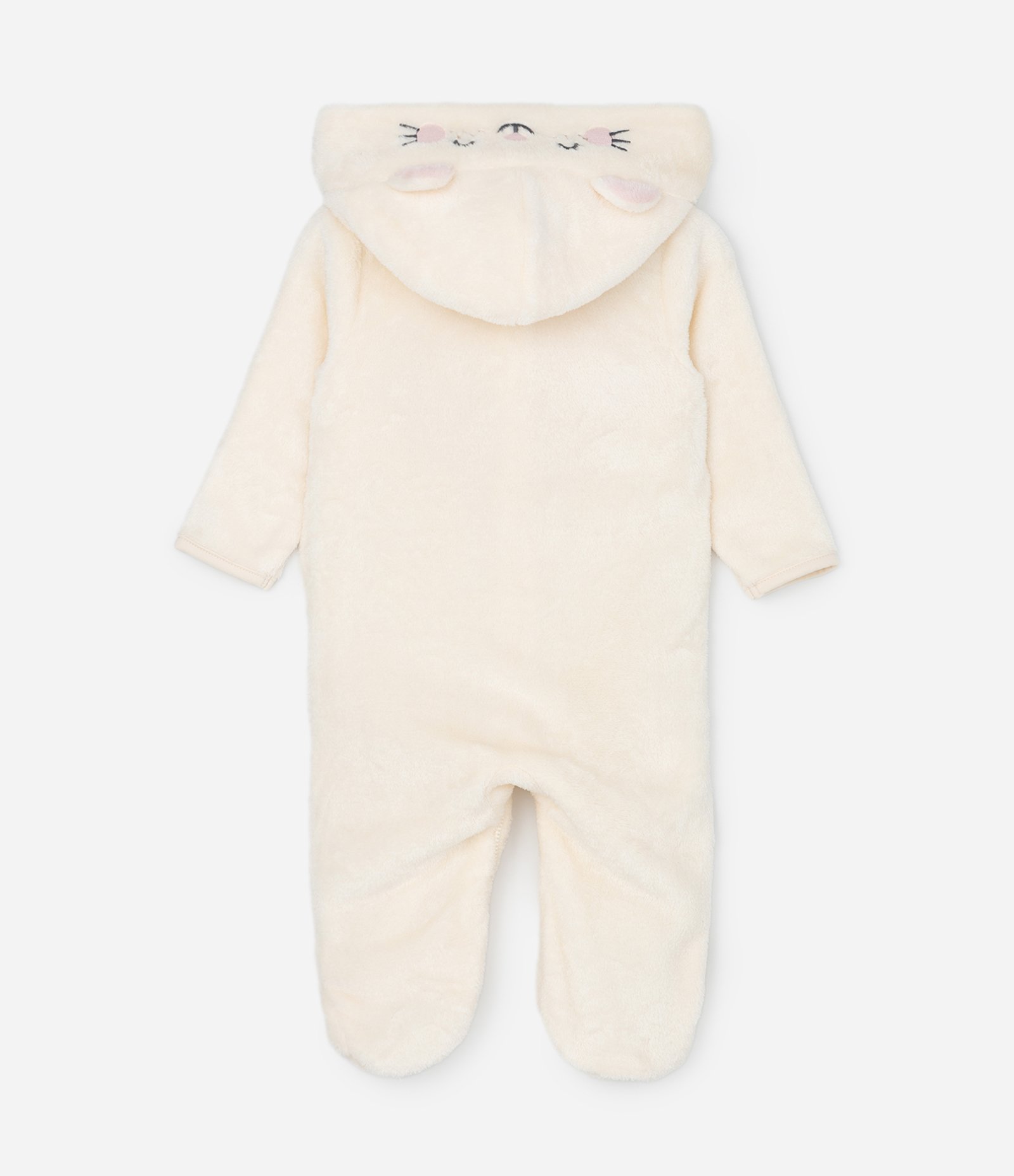 Macacão Infantil com Capuz Bordado de Gatinha – Tam 0 a 18 Meses Off White 4