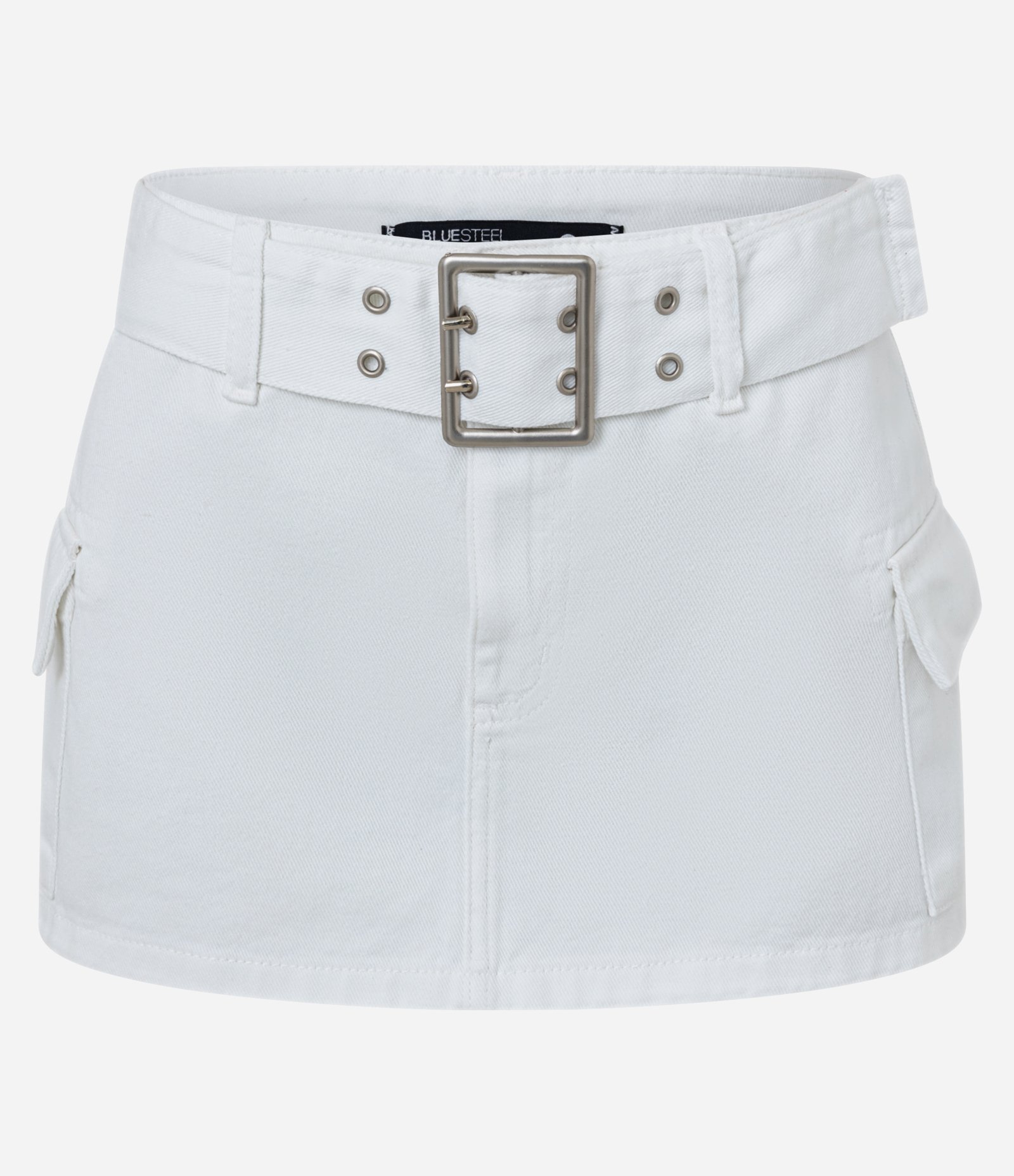 Minissaia Cintura Baixa em Sarja com Cinto Afivelado Off White 5