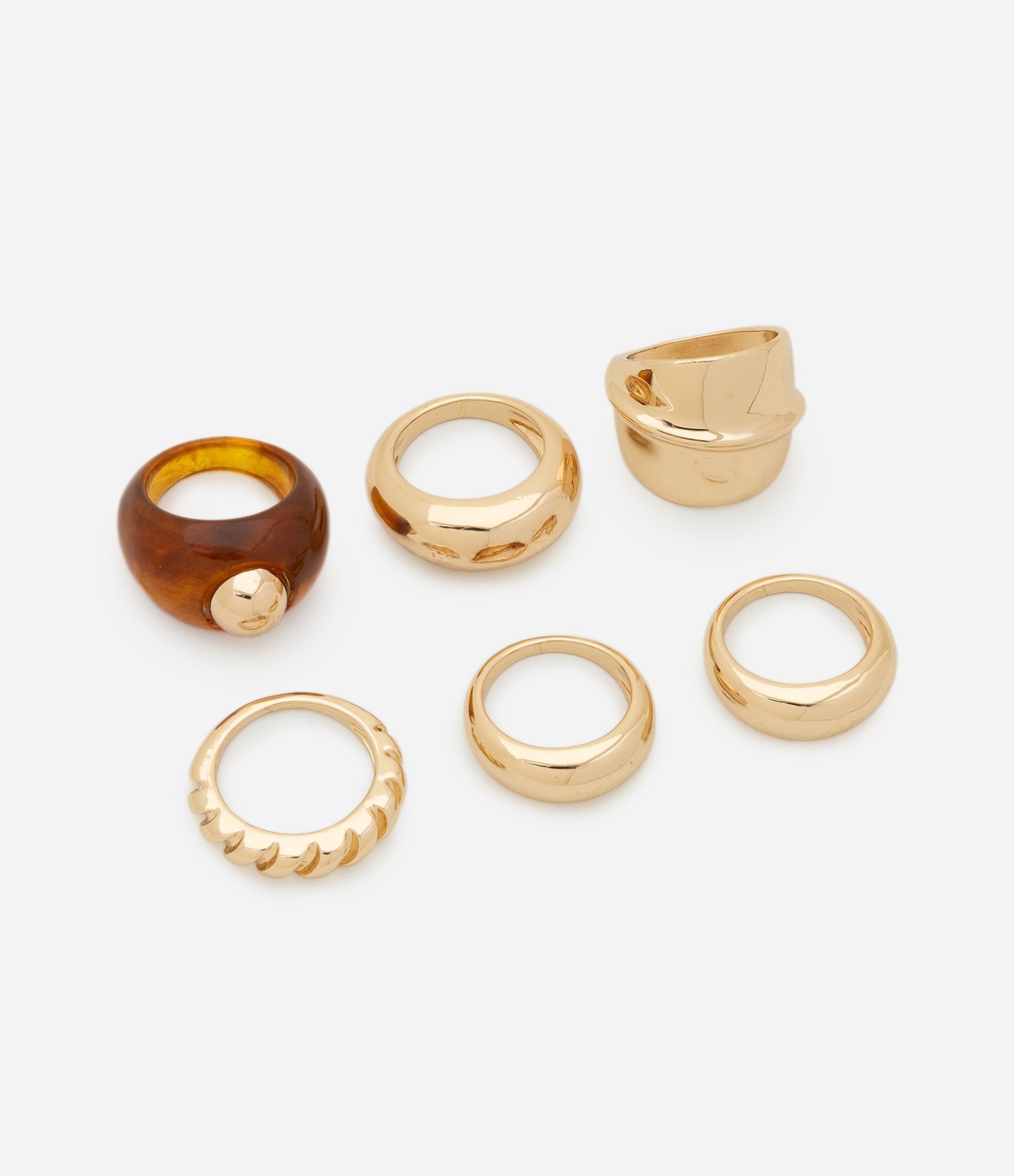 Kit 06 Anéis Diversos Dourado 1